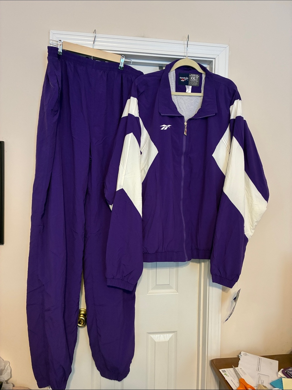 Men’s 2XLT Reebok Purple and White Retro Track Jacket & Pants